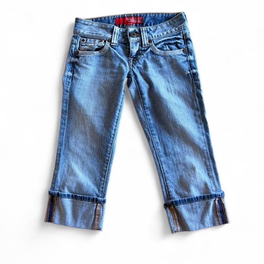 Vintage Guess Light Blue Women's Crop Capri Jeans